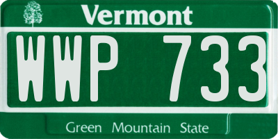 VT license plate WWP733