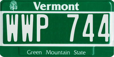 VT license plate WWP744