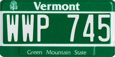 VT license plate WWP745