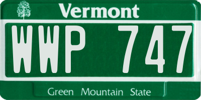 VT license plate WWP747