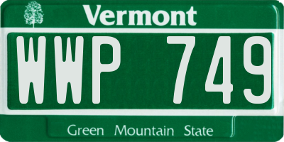 VT license plate WWP749