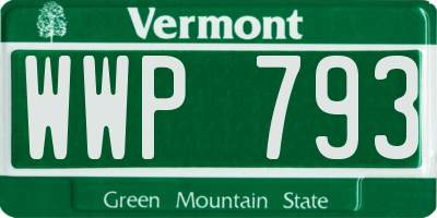 VT license plate WWP793