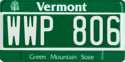 VT license plate WWP806