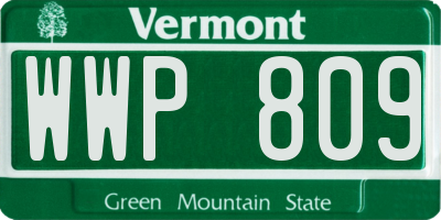 VT license plate WWP809