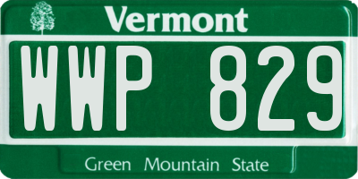 VT license plate WWP829
