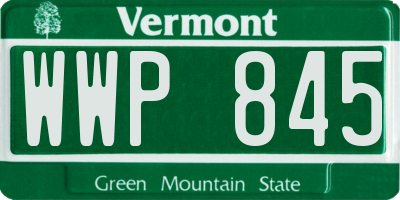 VT license plate WWP845
