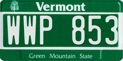 VT license plate WWP853