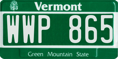 VT license plate WWP865