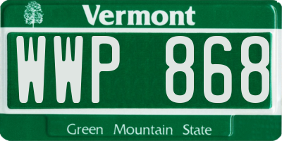 VT license plate WWP868