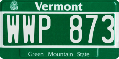 VT license plate WWP873