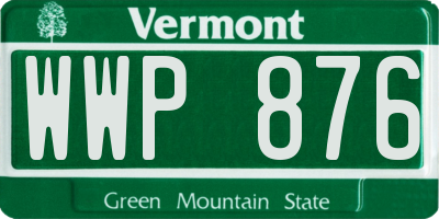 VT license plate WWP876