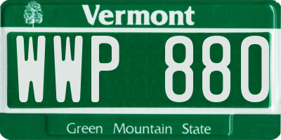 VT license plate WWP880