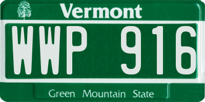 VT license plate WWP916