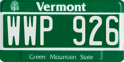 VT license plate WWP926