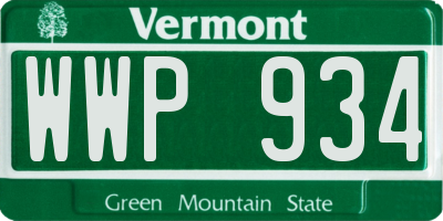 VT license plate WWP934