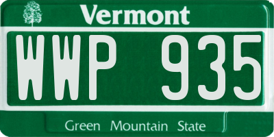 VT license plate WWP935