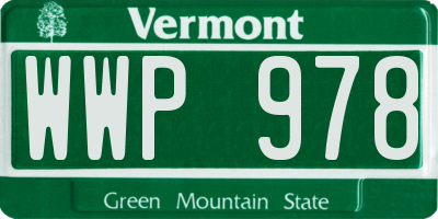 VT license plate WWP978