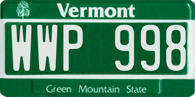 VT license plate WWP998