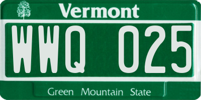 VT license plate WWQ025