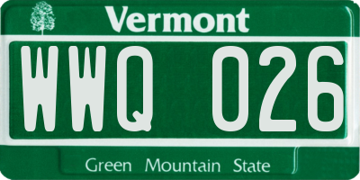 VT license plate WWQ026