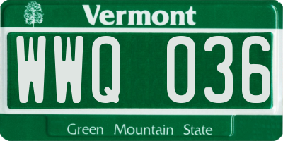 VT license plate WWQ036