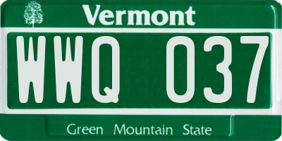 VT license plate WWQ037