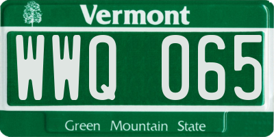 VT license plate WWQ065