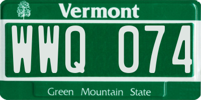 VT license plate WWQ074