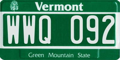 VT license plate WWQ092