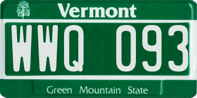 VT license plate WWQ093
