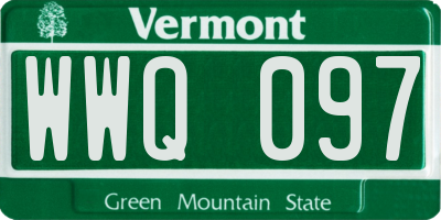 VT license plate WWQ097