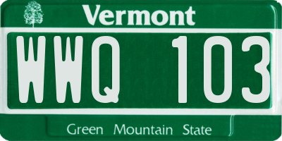 VT license plate WWQ103