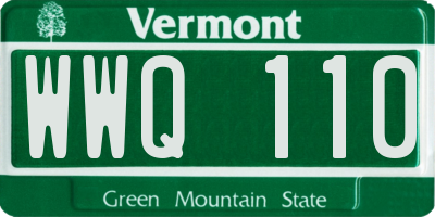 VT license plate WWQ110