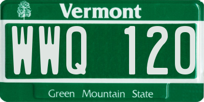 VT license plate WWQ120
