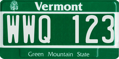 VT license plate WWQ123