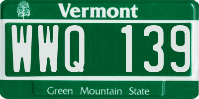 VT license plate WWQ139