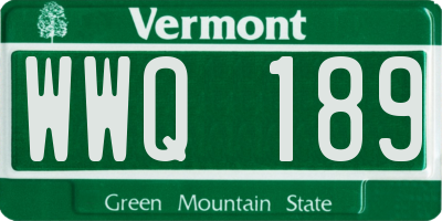VT license plate WWQ189
