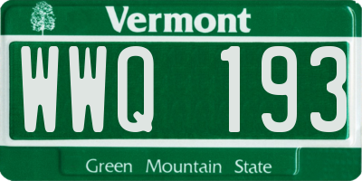 VT license plate WWQ193