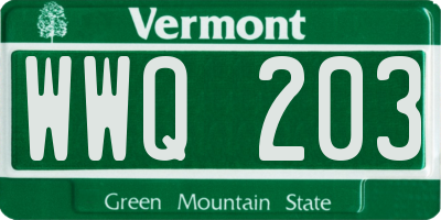 VT license plate WWQ203