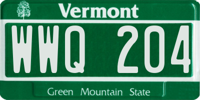 VT license plate WWQ204