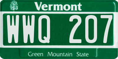 VT license plate WWQ207