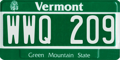 VT license plate WWQ209