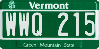 VT license plate WWQ215