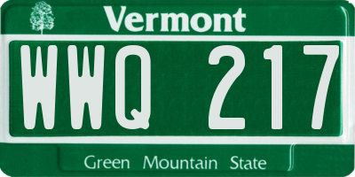 VT license plate WWQ217