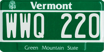 VT license plate WWQ220