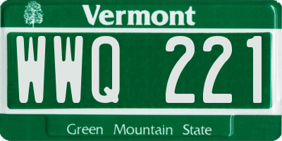 VT license plate WWQ221
