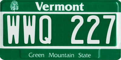 VT license plate WWQ227