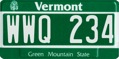 VT license plate WWQ234