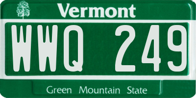 VT license plate WWQ249