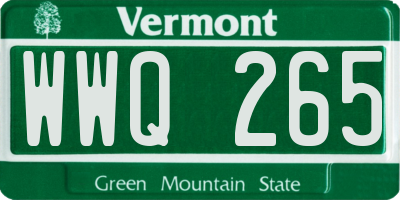 VT license plate WWQ265